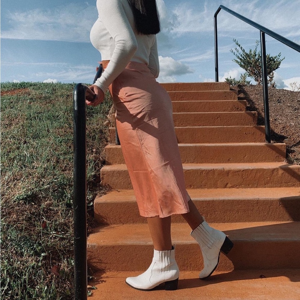 Satin midi skirt